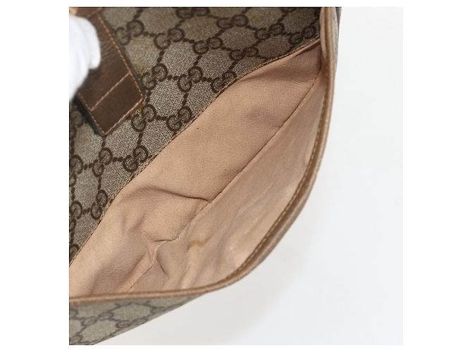 Borsa a Spalla Gucci GG Supreme Web Sherry Line PVC Beige Oro Auth 175956 D'oro - vista 11