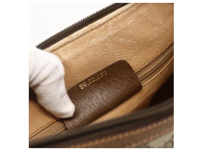 Borsa a Spalla Gucci GG Supreme Web Sherry Line PVC Beige Oro Auth 175956 D'oro - vista 12