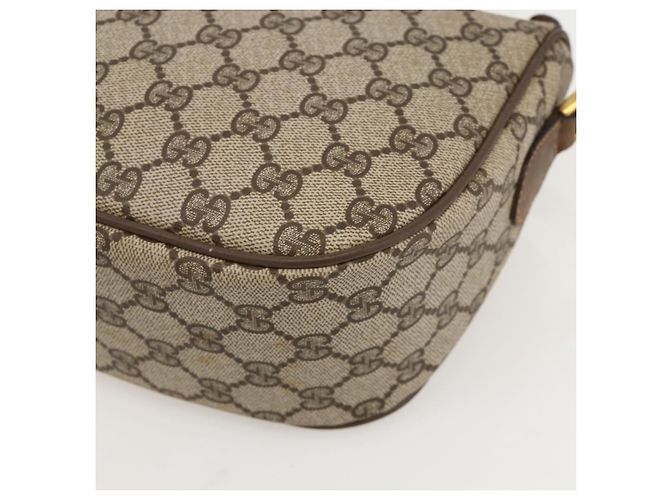 Borsa a Spalla Gucci GG Supreme Web Sherry Line PVC Beige Oro Auth 175956 D'oro - vista 16