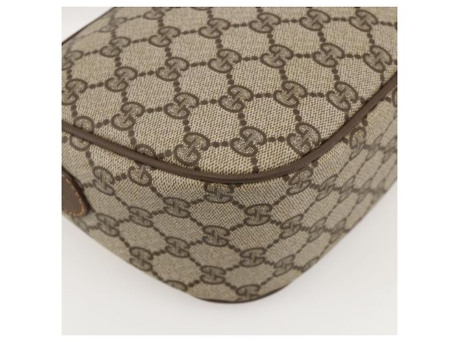 Borsa a Spalla Gucci GG Supreme Web Sherry Line PVC Beige Oro Auth 175956 D'oro - vista 17