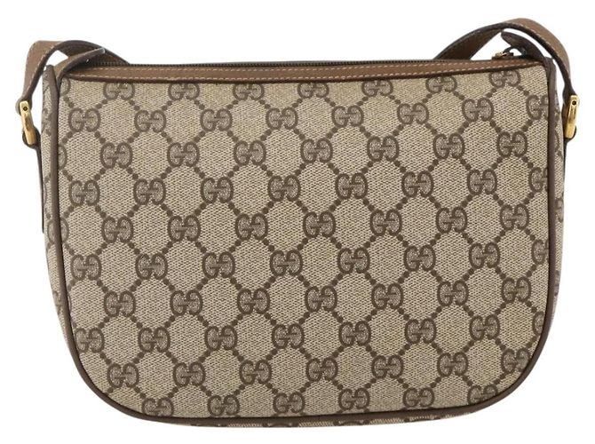 Borsa a Spalla Gucci GG Supreme Web Sherry Line PVC Beige Oro Auth 175956 D'oro - vista 2