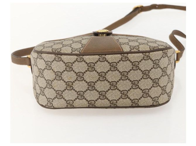 Borsa a Spalla Gucci GG Supreme Web Sherry Line PVC Beige Oro Auth 175956 D'oro - vista 5