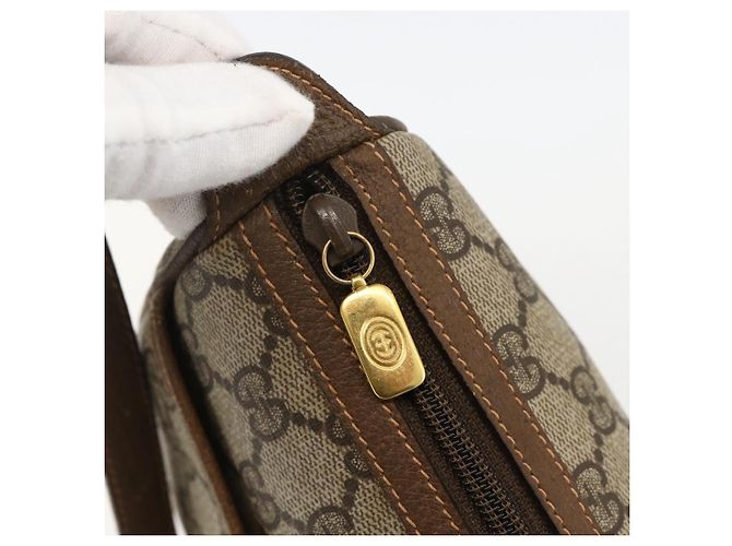 Borsa a Spalla Gucci GG Supreme Web Sherry Line PVC Beige Oro Auth 175956 D'oro - vista 9