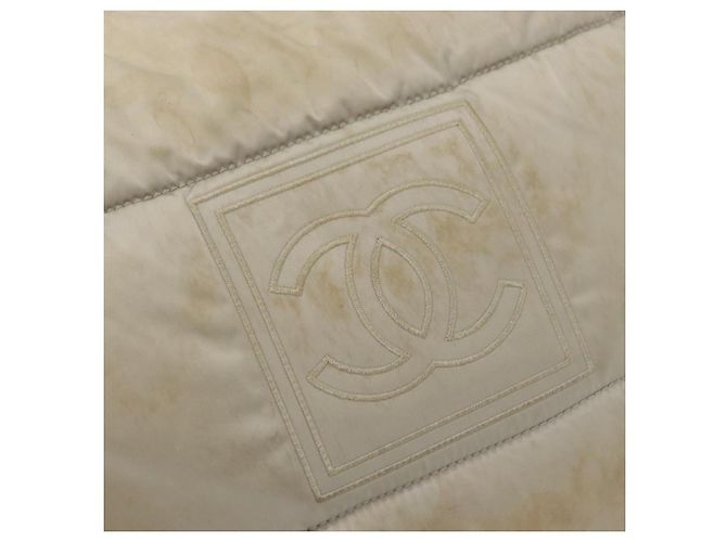 Borsa a Spalla CHANEL Nylon Beige Argento CC Auth mr2413 - vista 10
