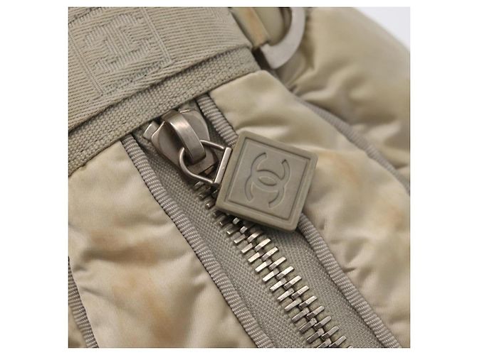 Borsa a Spalla CHANEL Nylon Beige Argento CC Auth mr2413 - vista 18