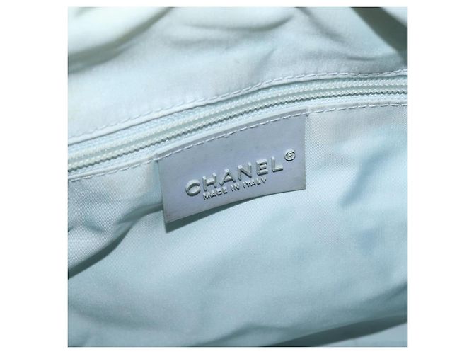 Borsa a Spalla CHANEL Nylon Beige Argento CC Auth mr2413 - vista 19