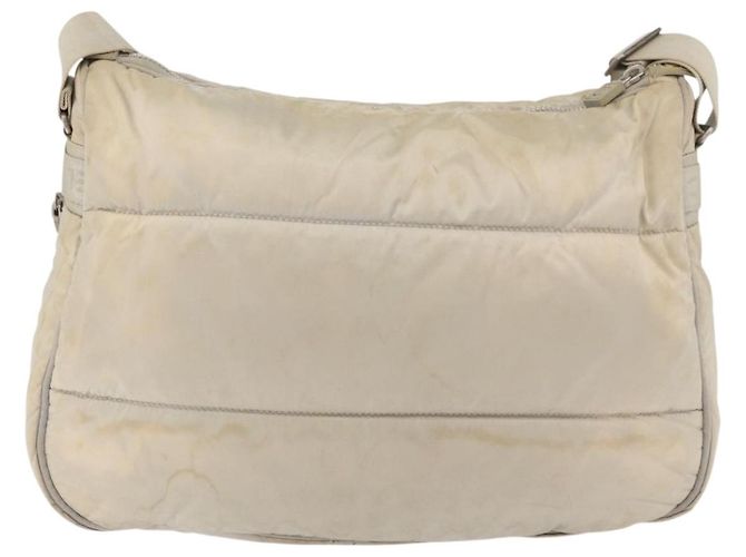 Borsa a Spalla CHANEL Nylon Beige Argento CC Auth mr2413 - vista 2