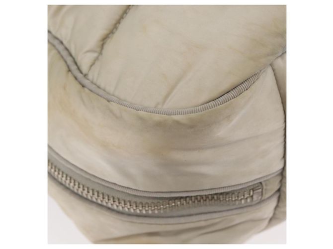 Borsa a Spalla CHANEL Nylon Beige Argento CC Auth mr2413 - vista 8