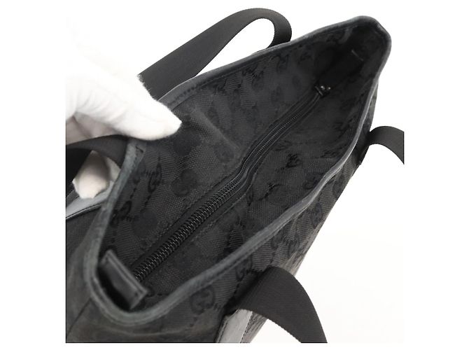 GUCCI GG Canvas Tote Bag Schwarz Silber 28892 Auth 175748 - Ansicht 6