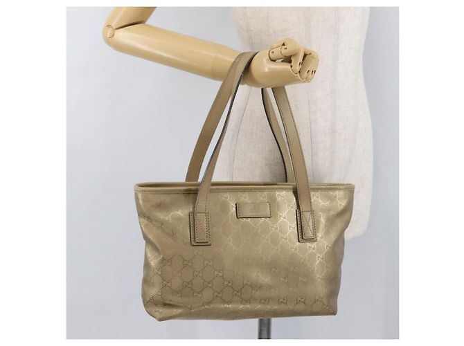 Borsa tote GG Implementation in PVC dorato GUCCI 211138 Auth 175419 D'oro - vista 23