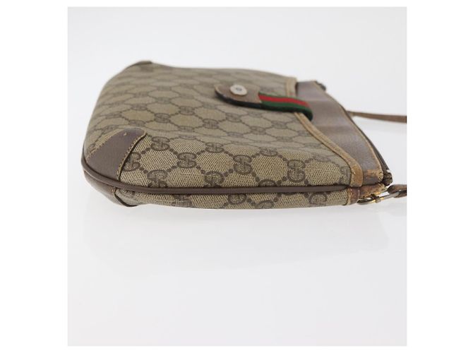 Borsa Gucci GG Supreme Web Sherry Line in PVC beige, oro e rosso 904 02 026 Auth BA12127 D'oro - vista 3