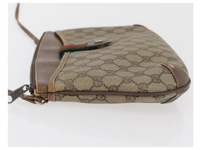 Borsa Gucci GG Supreme Web Sherry Line in PVC beige, oro e rosso 904 02 026 Auth BA12127 D'oro - vista 4