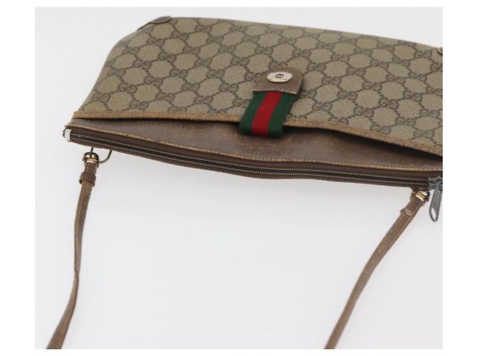 Borsa Gucci GG Supreme Web Sherry Line in PVC beige, oro e rosso 904 02 026 Auth BA12127 D'oro - vista 6