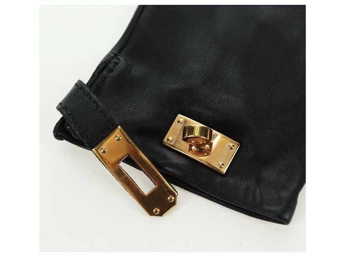 Hermès HERMES Kelly Handschuhe aus Leder Größe 7 Schwarz Auth yk20238M - Ansicht 10