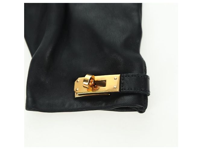 Hermès HERMES Kelly Handschuhe aus Leder Größe 7 Schwarz Auth yk20238M - Ansicht 16