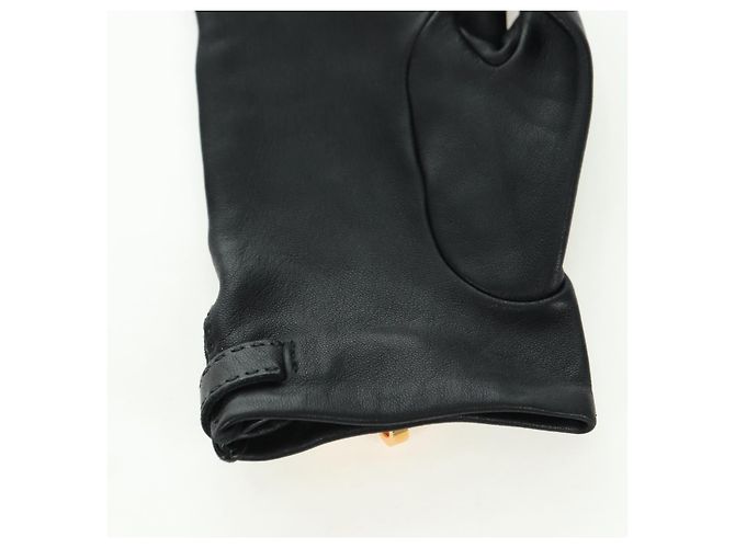 Hermès HERMES Kelly Handschuhe aus Leder Größe 7 Schwarz Auth yk20238M - Ansicht 19