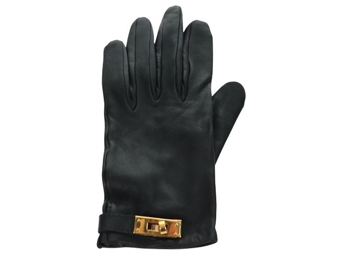 Hermès HERMES Kelly Handschuhe aus Leder Größe 7 Schwarz Auth yk20238M - Ansicht 2