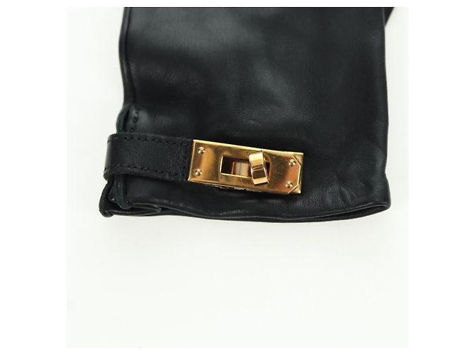 Hermès HERMES Kelly Handschuhe aus Leder Größe 7 Schwarz Auth yk20238M - Ansicht 5