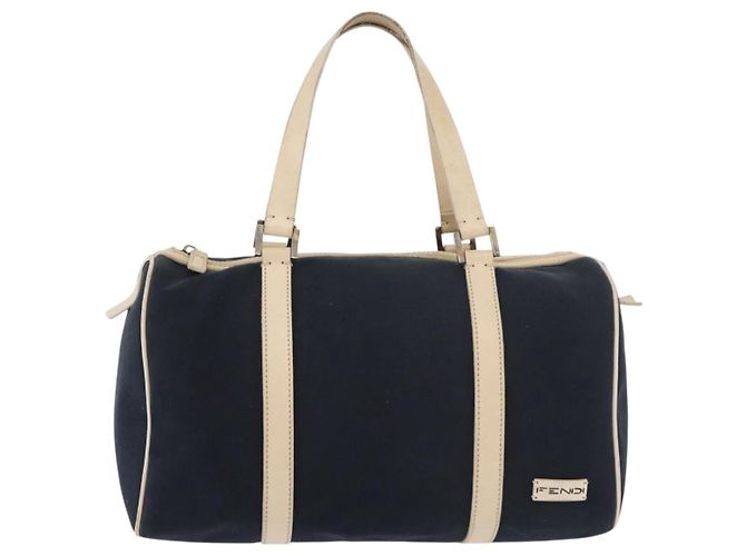 Borsa Boston FENDI in tela blu navy argento autentica ti3849 - vista 13