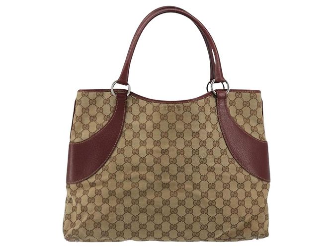 GUCCI GG Canvas Tote Bag Beige Silber 113016 Auth 175746 - Ansicht 13