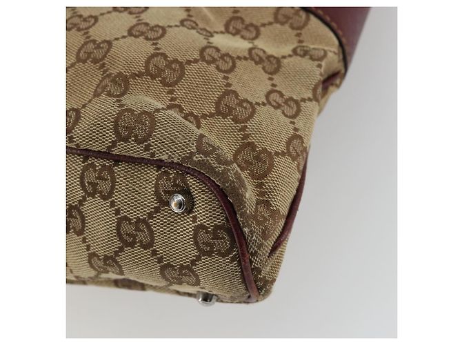 GUCCI GG Canvas Tote Bag Beige Silber 113016 Auth 175746 - Ansicht 15