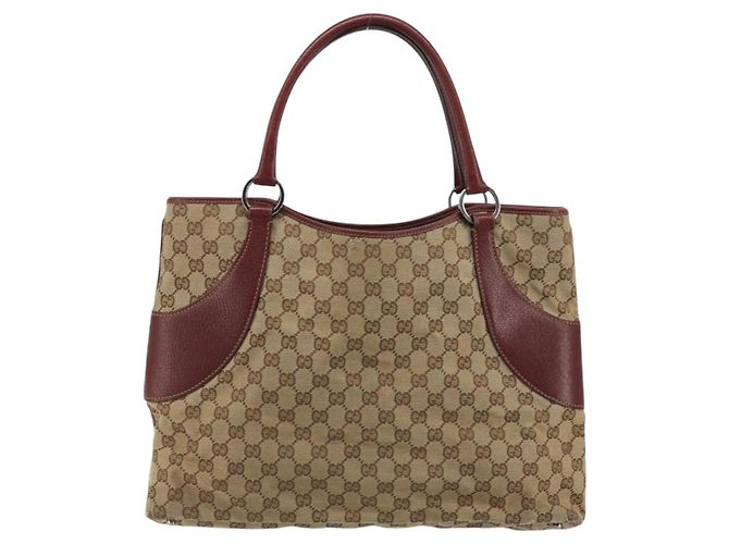 GUCCI GG Canvas Tote Bag Beige Silber 113016 Auth 175746 - Ansicht 2