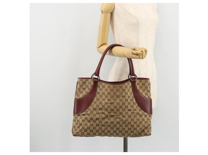 GUCCI GG Canvas Tote Bag Beige Silber 113016 Auth 175746 - Ansicht 22