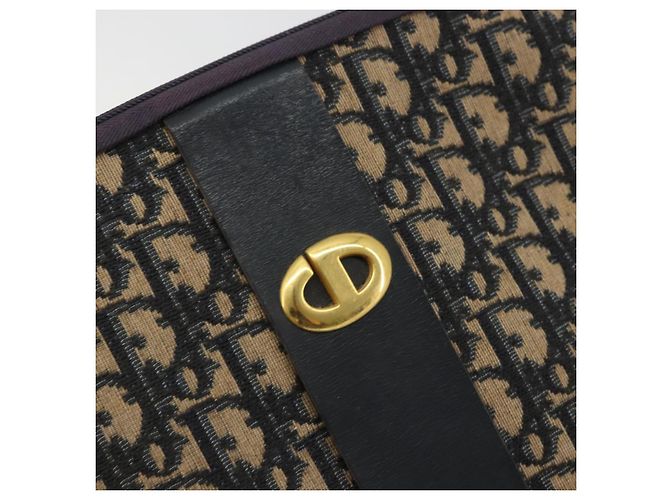 Borsa a spalla in tela Trotter Christian Dior blu navy oro Auth 175156 D'oro - vista 14