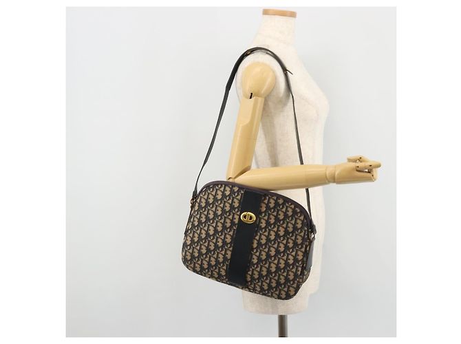 Borsa a spalla in tela Trotter Christian Dior blu navy oro Auth 175156 D'oro - vista 20