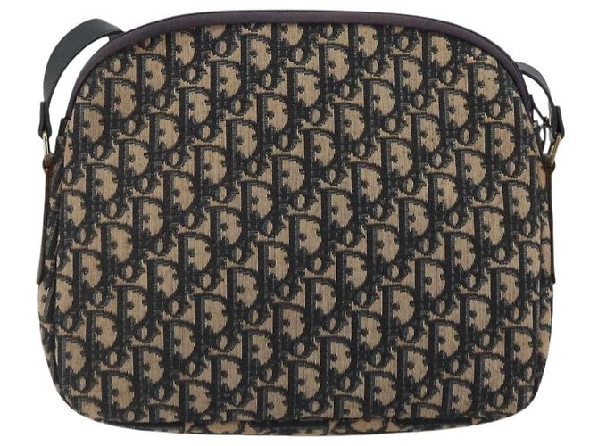 Borsa a spalla in tela Trotter Christian Dior blu navy oro Auth 175156 D'oro - vista 3