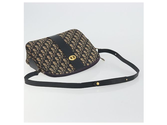 Borsa a spalla in tela Trotter Christian Dior blu navy oro Auth 175156 D'oro - vista 7