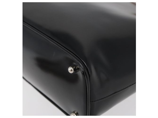 Borsa a Mano GUCCI Bamboo Smalto Nero Argento 000 781 0295 Auth 176588 - vista 15
