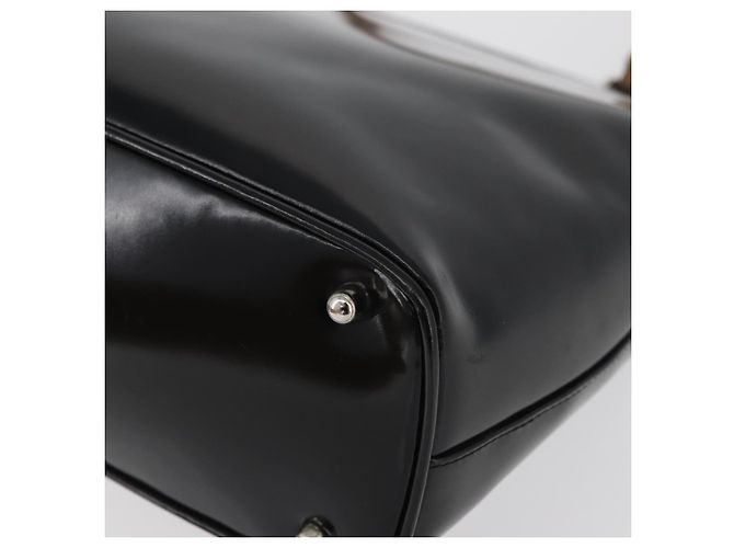 Borsa a Mano GUCCI Bamboo Smalto Nero Argento 000 781 0295 Auth 176588 - vista 17