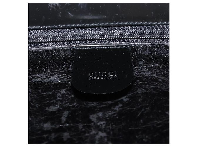 Borsa a Mano GUCCI Bamboo Smalto Nero Argento 000 781 0295 Auth 176588 - vista 18