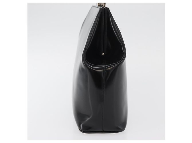 Borsa a Mano GUCCI Bamboo Smalto Nero Argento 000 781 0295 Auth 176588 - vista 3