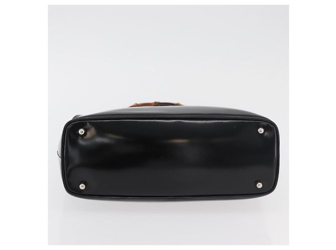 Borsa a Mano GUCCI Bamboo Smalto Nero Argento 000 781 0295 Auth 176588 - vista 5