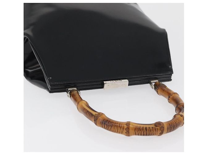 Borsa a Mano GUCCI Bamboo Smalto Nero Argento 000 781 0295 Auth 176588 - vista 6