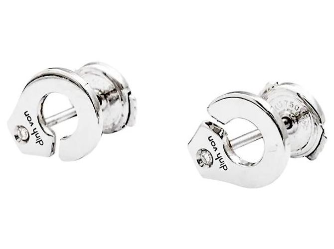 Orecchini Dinh Van, "Manette" in oro bianco e diamanti. - vista 4