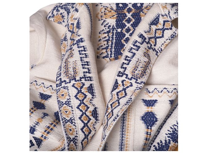 Giacca Etnica Jacquard Beige e Blu Marino Etro - vista 8