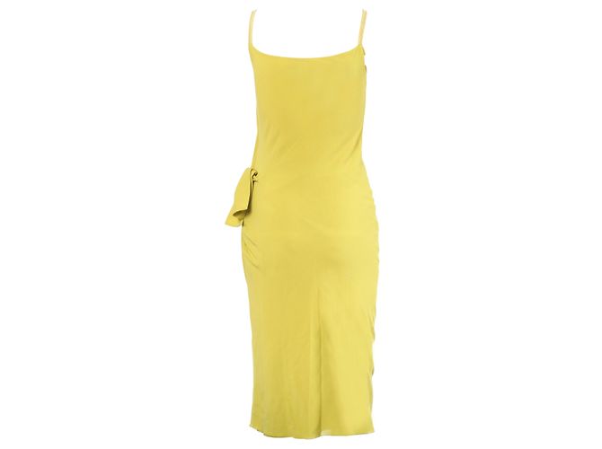 Autre Marque Vestido midi drapeado amarillo lima Anna Molinari Dorado - vista 3