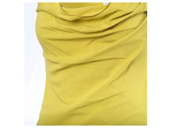 Autre Marque Vestido midi drapeado amarillo lima Anna Molinari Dorado - vista 4