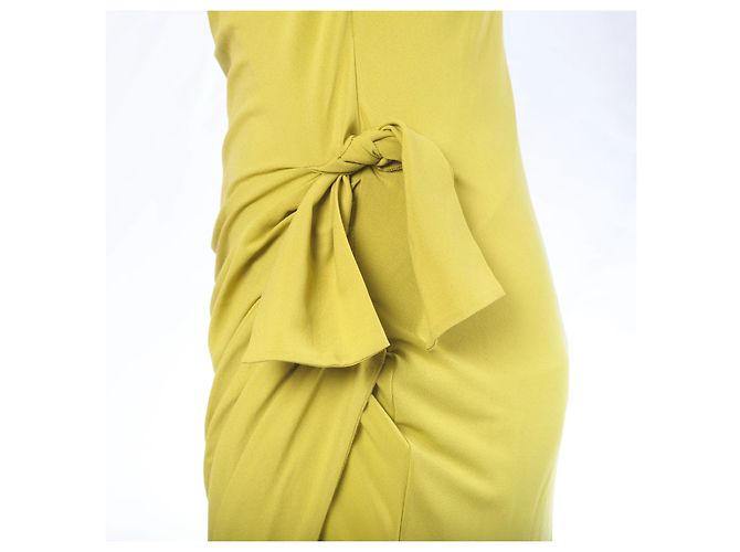 Autre Marque Vestido midi drapeado amarillo lima Anna Molinari Dorado - vista 5
