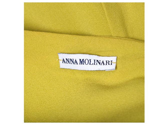 Autre Marque Vestido midi drapeado amarillo lima Anna Molinari Dorado - vista 8
