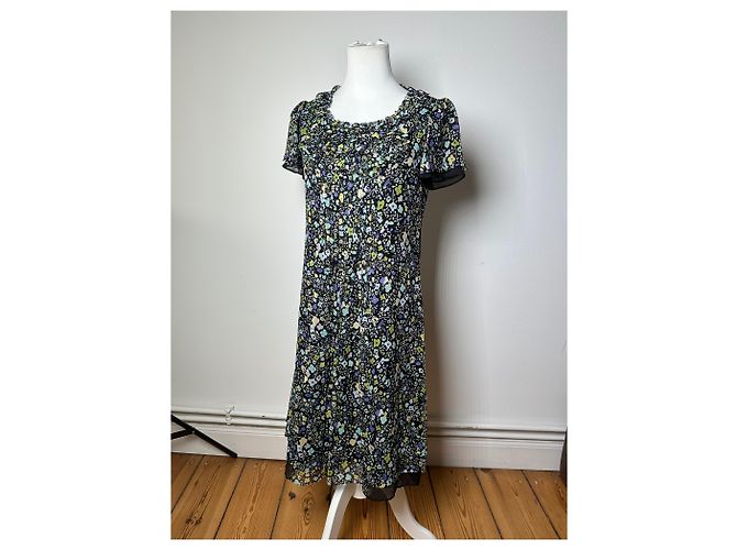 Vintage Courreges mehrfarbiges Blumen Kleid Schwarz M Mehrfarben - Ansicht 11