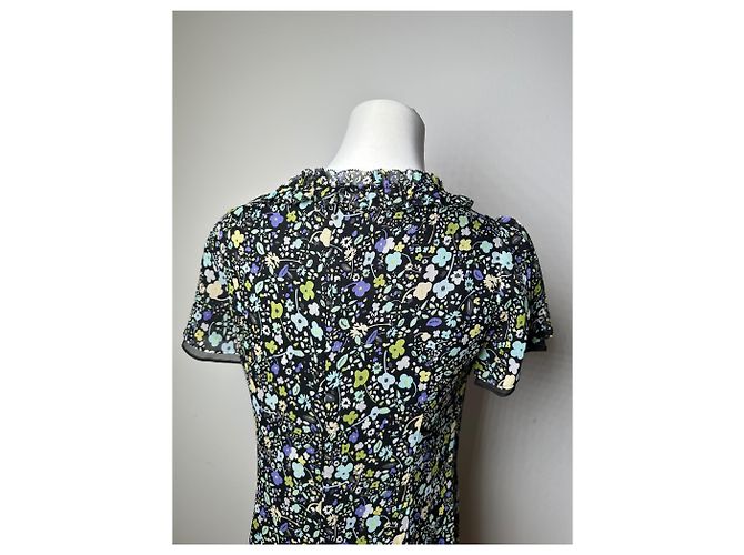 Vintage Courreges mehrfarbiges Blumen Kleid Schwarz M Mehrfarben - Ansicht 13