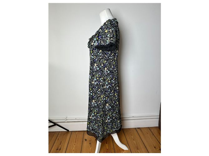Vintage Courreges mehrfarbiges Blumen Kleid Schwarz M Mehrfarben - Ansicht 2