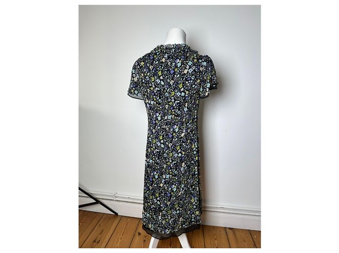 Vintage Courreges mehrfarbiges Blumen Kleid Schwarz M Mehrfarben - Ansicht 3