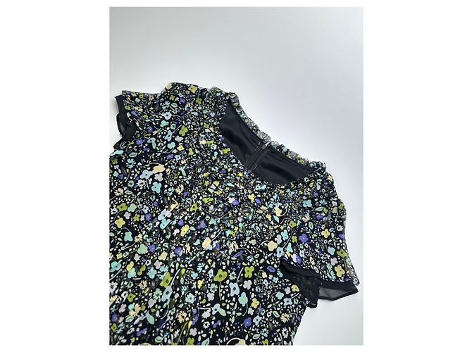 Vintage Courreges mehrfarbiges Blumen Kleid Schwarz M Mehrfarben - Ansicht 4