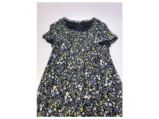 Vintage Courreges mehrfarbiges Blumen Kleid Schwarz M Mehrfarben - Ansicht 5