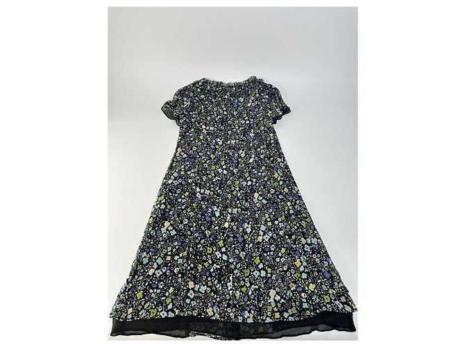 Vintage Courreges mehrfarbiges Blumen Kleid Schwarz M Mehrfarben - Ansicht 6
